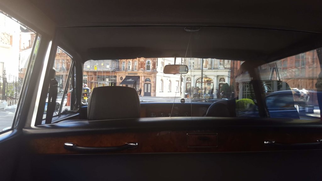 Driving around London in The Beaumont's vintage Daimler
